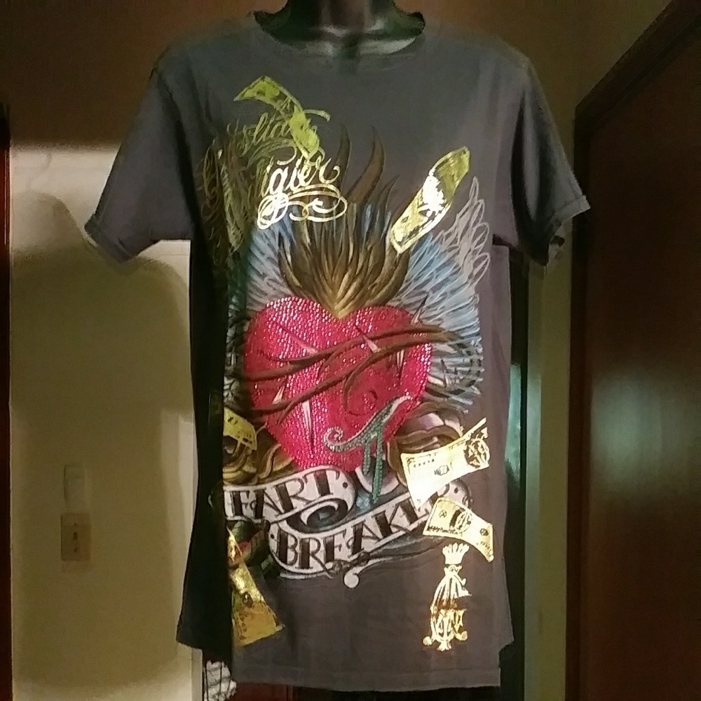 Christian Audigier Heart Breaker Rhinestone Tee - Picture 3 of 5